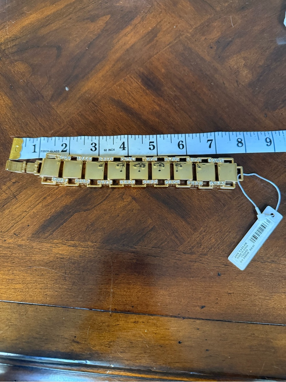 Ann Taylor Gold Toned Link Bracelet with Crystal Accents